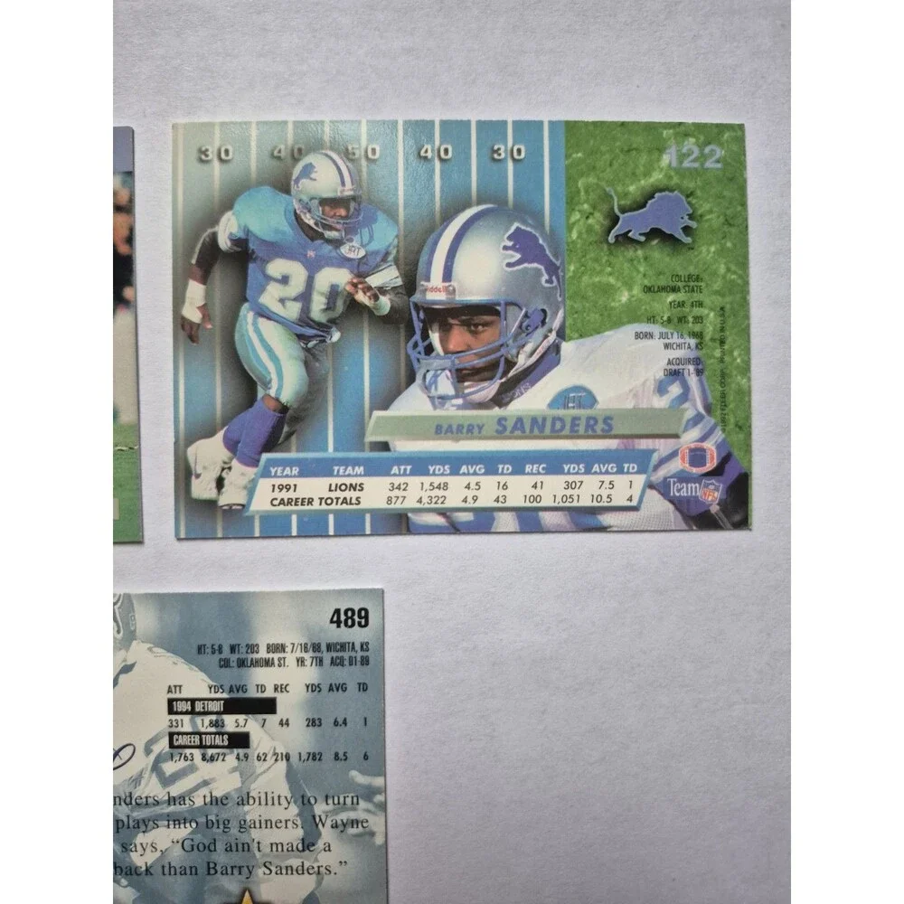 Barry Sanders Detroit Lions 3 Card Lot Fleer Ultra Donruss Extra Stars 1992-96